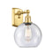 Athens Sconce shown in the Satin Gold finish with a Seedy shade