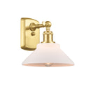 Orwell Sconce shown in the Satin Gold finish with a Matte White shade