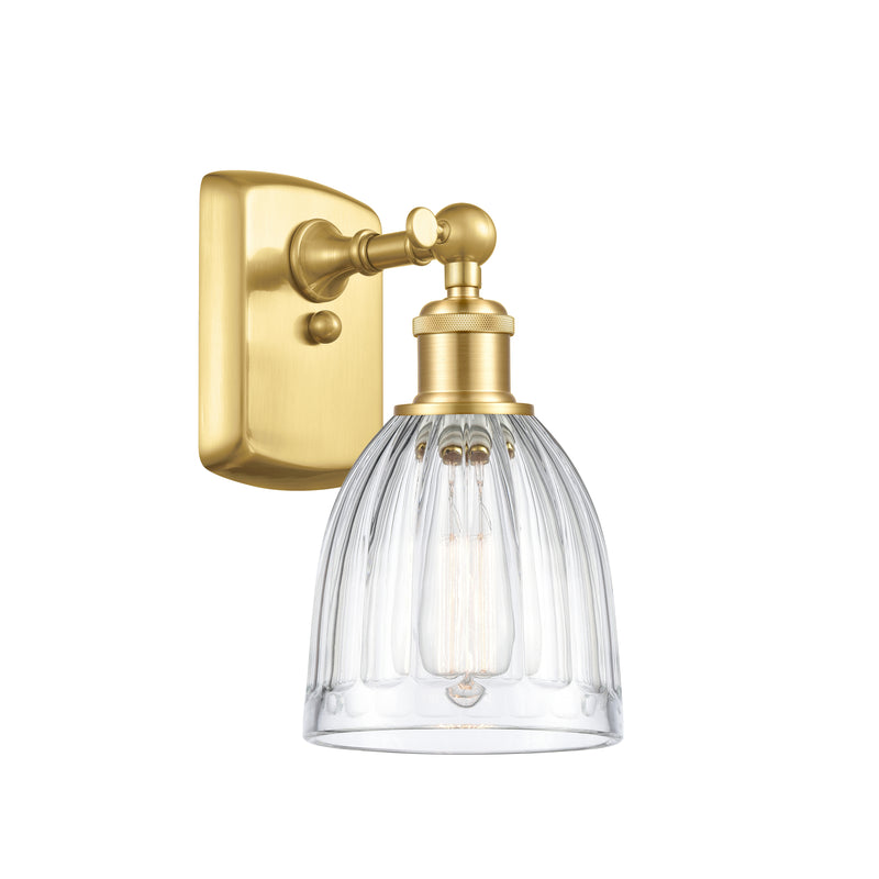 Brookfield Sconce shown in the Satin Gold finish with a Clear shade