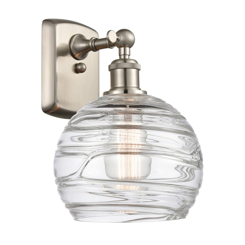 Deco Swirl Sconce shown in the Brushed Satin Nickel finish with a Clear shade