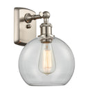 Athens Sconce shown in the Brushed Satin Nickel finish with a Clear shade