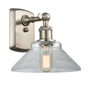 Orwell Sconce shown in the Brushed Satin Nickel finish with a Clear shade