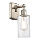 Clymer Sconce shown in the Brushed Satin Nickel finish with a Clear shade