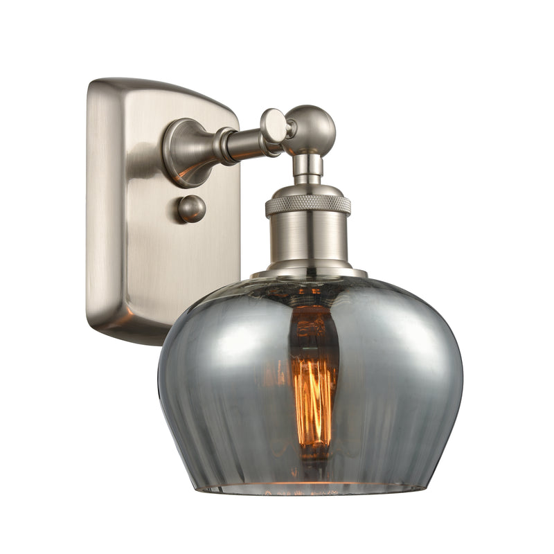 Fenton Sconce shown in the Brushed Satin Nickel finish with a Plated Smoke shade