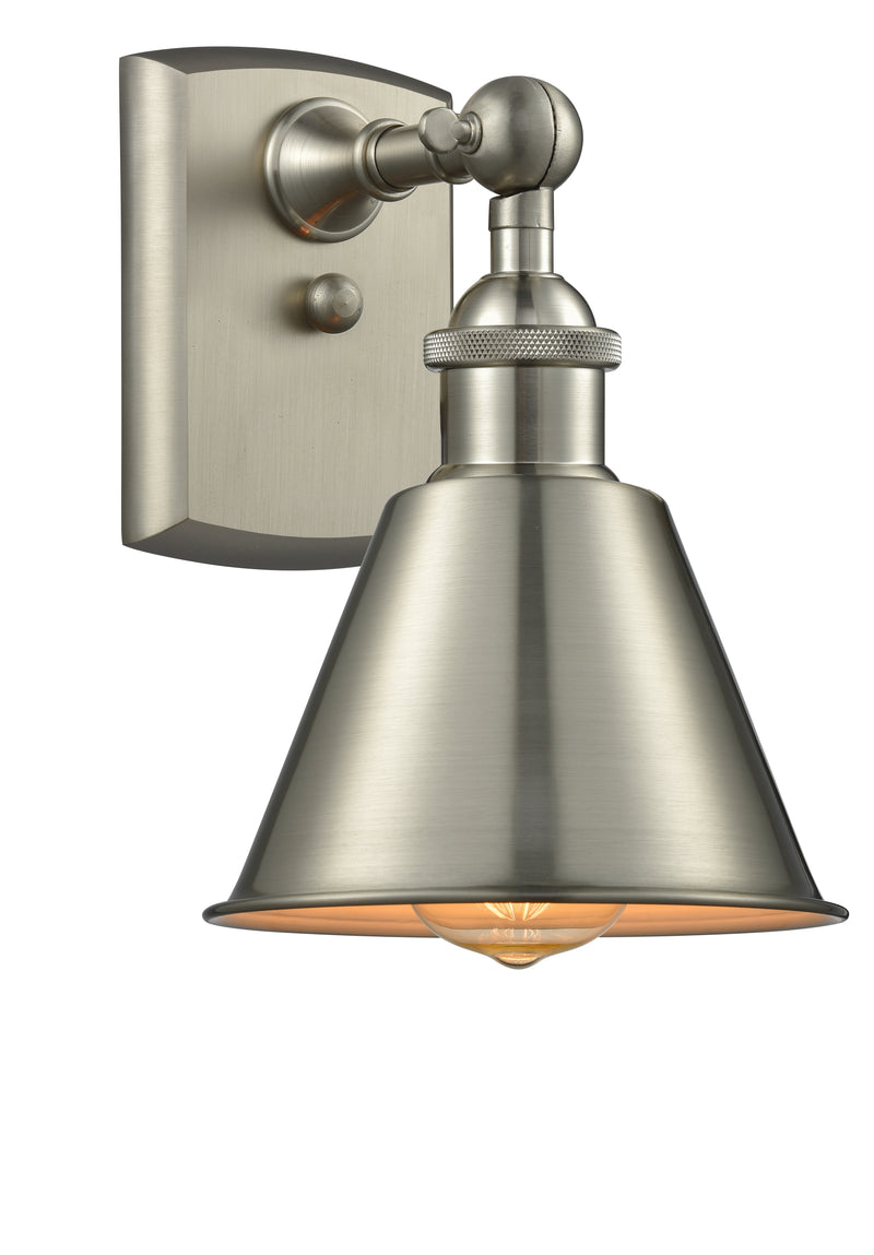 Innovations Lighting Smithfield 1-100 watt 7 inch Brushed Satin Nickel Sconce with Brushed Satin Nickel Smithfield shades and Solid Brass 180 Degree Adjustable Swivels 5161WSNM8