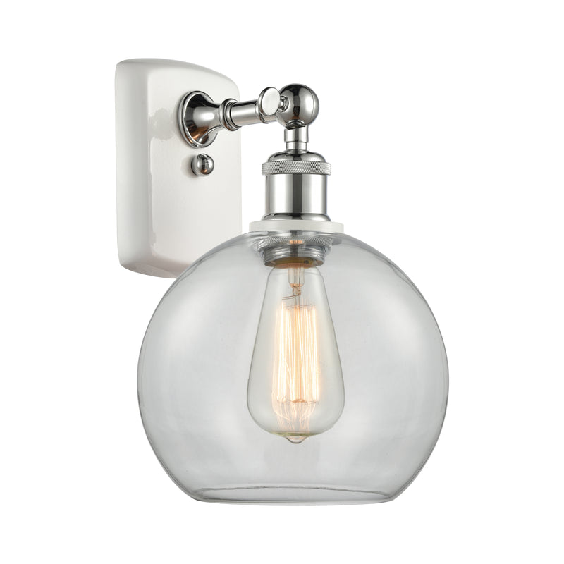 Athens Sconce shown in the White and Polished Chrome finish with a Clear shade