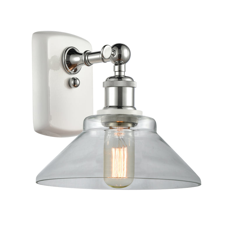 Orwell Sconce shown in the White and Polished Chrome finish with a Clear shade