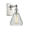 Conesus Sconce shown in the White and Polished Chrome finish with a Clear Crackle shade