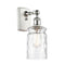 Candor Sconce shown in the White and Polished Chrome finish with a Clear Waterglass shade