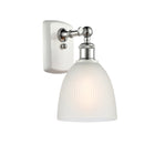 Castile Sconce shown in the White and Polished Chrome finish with a White shade