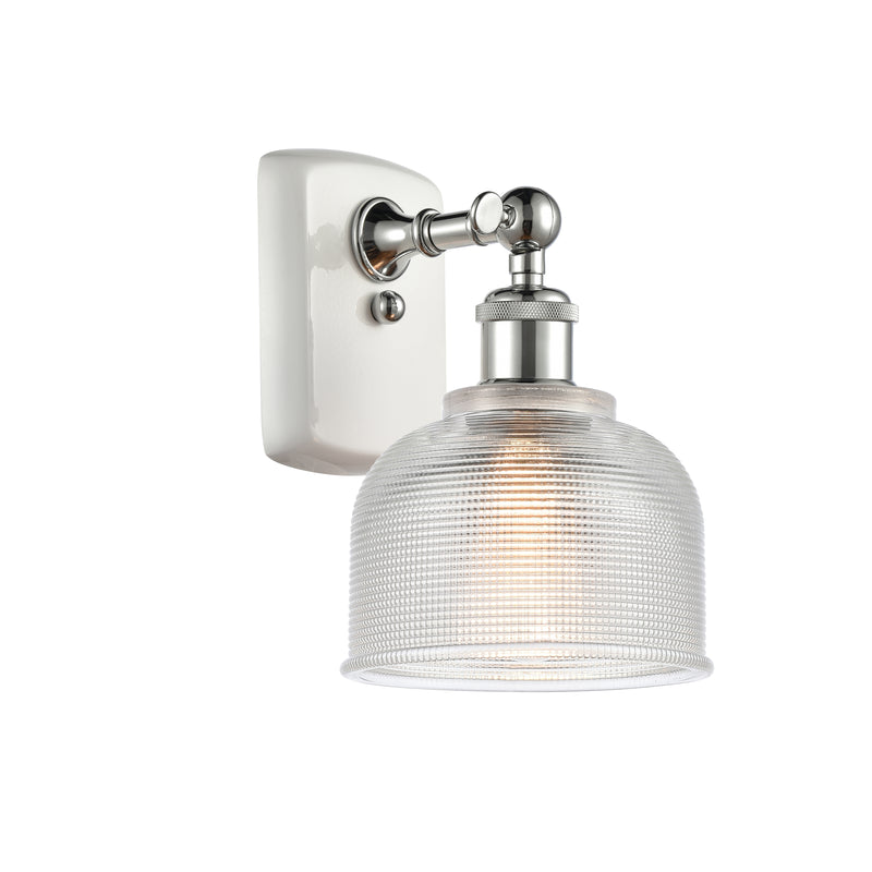 Dayton Sconce shown in the White and Polished Chrome finish with a Clear shade