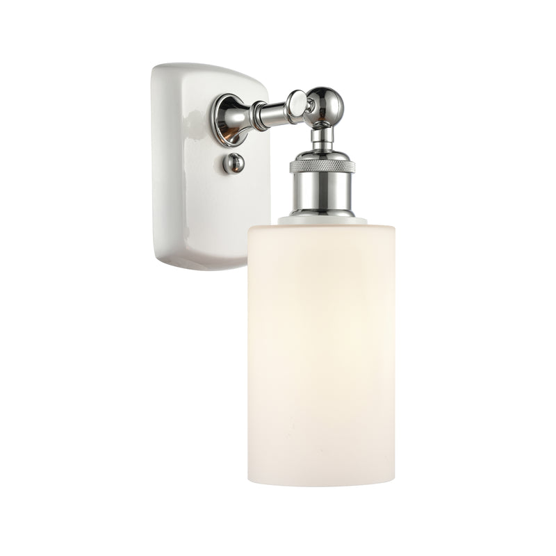 Clymer Sconce shown in the White and Polished Chrome finish with a Matte White shade