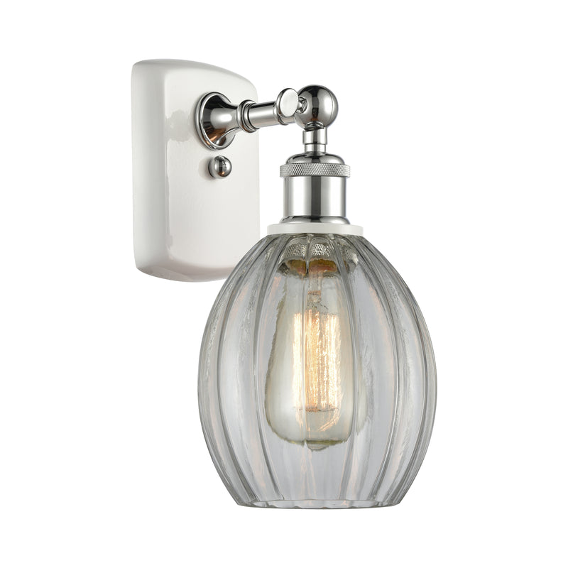 Eaton Sconce shown in the White and Polished Chrome finish with a Clear shade