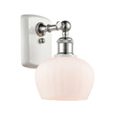 Fenton Sconce shown in the White and Polished Chrome finish with a Matte White shade