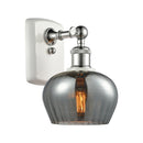 Fenton Sconce shown in the White and Polished Chrome finish with a Plated Smoke shade