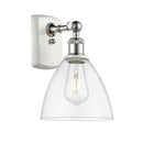 Ballston Dome Sconce shown in the White and Polished Chrome finish with a Clear shade