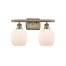 Belfast Bath Vanity Light shown in the Antique Brass finish with a Matte White shade