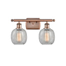 Belfast Bath Vanity Light shown in the Antique Copper finish with a Clear Crackle shade