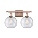 Athens Bath Vanity Light shown in the Antique Copper finish with a Seedy shade