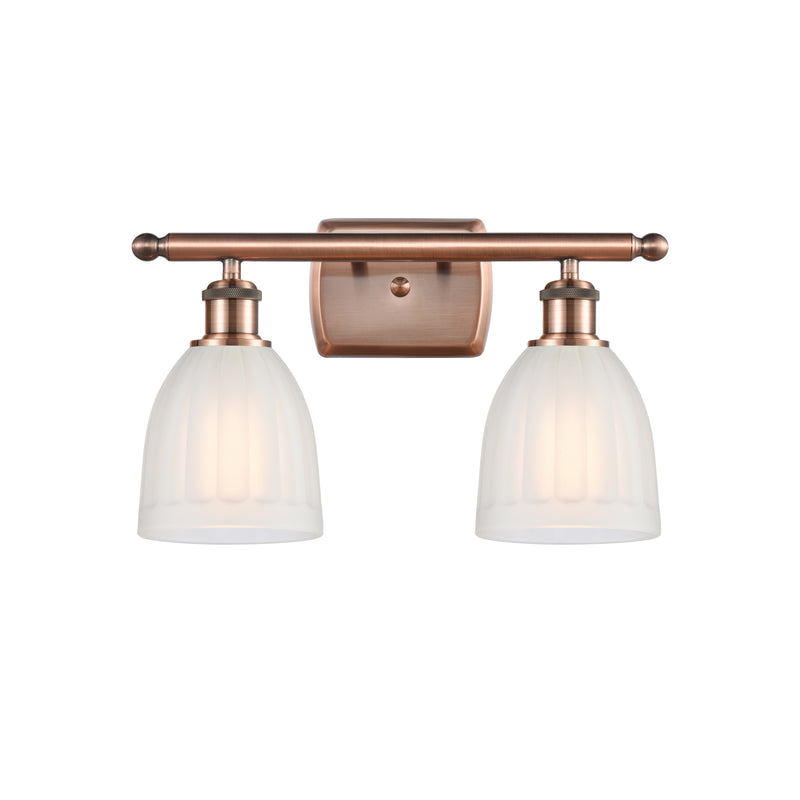 Brookfield Bath Vanity Light shown in the Antique Copper finish with a White shade