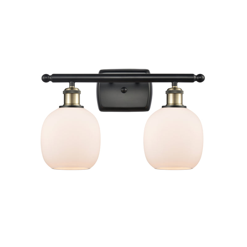 Belfast Bath Vanity Light shown in the Black Antique Brass finish with a Matte White shade