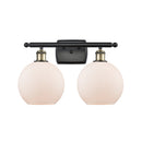 Athens Bath Vanity Light shown in the Black Antique Brass finish with a Matte White shade