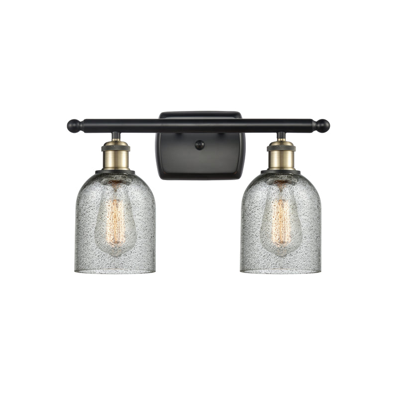 Caledonia Bath Vanity Light shown in the Black Antique Brass finish with a Charcoal shade