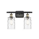 Candor Bath Vanity Light shown in the Black Antique Brass finish with a Clear Waterglass shade