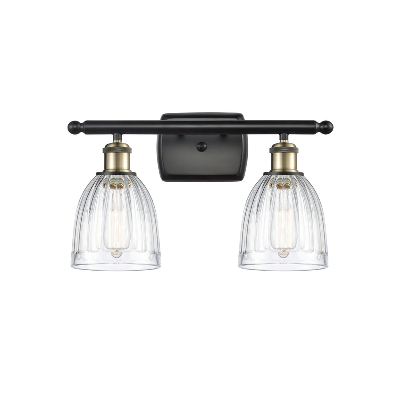 Brookfield Bath Vanity Light shown in the Black Antique Brass finish with a Clear shade