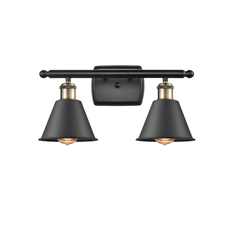 Smithfield Bath Vanity Light shown in the Black Antique Brass finish with a Matte Black shade