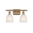 Brookfield Bath Vanity Light shown in the Brushed Brass finish with a White shade