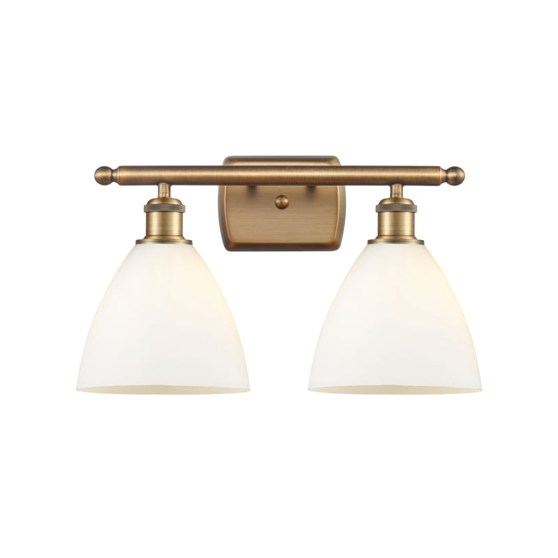 Ballston Dome Bath Vanity Light shown in the Brushed Brass finish with a Matte White shade