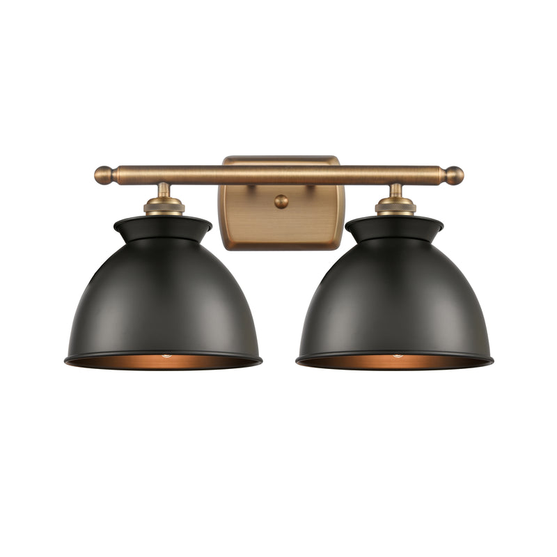 Adirondack Bath Vanity Light shown in the Brushed Brass finish with a Matte Black shade