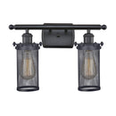 Bleecker Bath Vanity Light shown in the Matte Black finish with a Matte Black shade