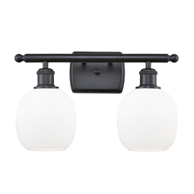 Belfast Bath Vanity Light shown in the Matte Black finish with a Matte White shade