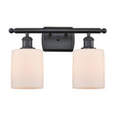 Cobbleskill Bath Vanity Light shown in the Matte Black finish with a Matte White shade