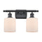 Cobbleskill Bath Vanity Light shown in the Matte Black finish with a Matte White shade