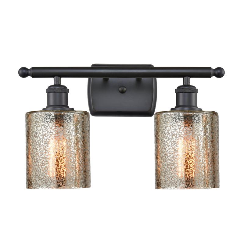 Cobbleskill Bath Vanity Light shown in the Matte Black finish with a Mercury shade