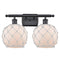 Farmhouse Rope Bath Vanity Light shown in the Matte Black finish with a White Glass with White Rope shade