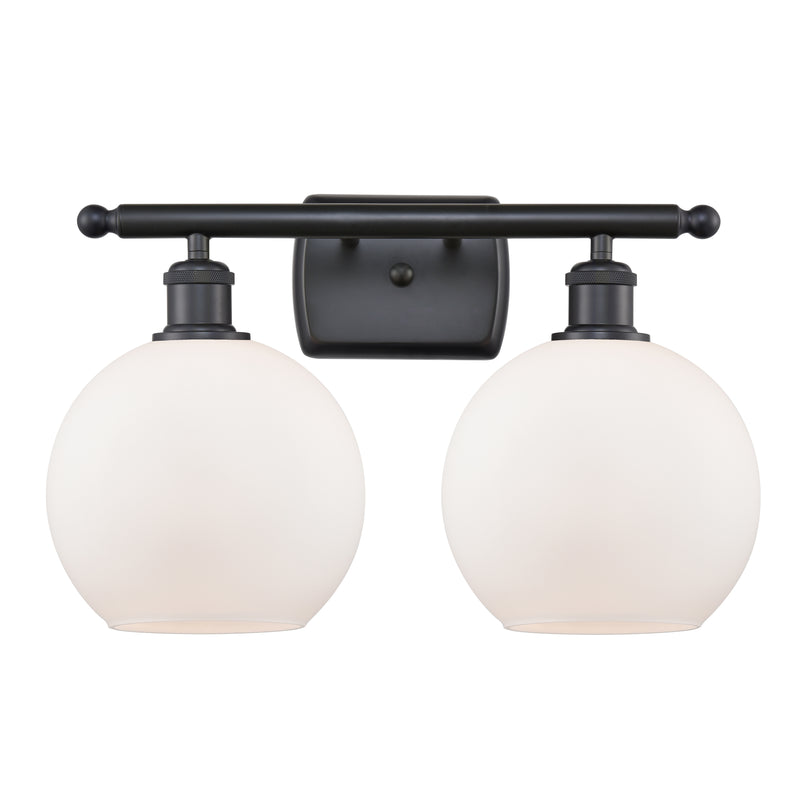 Athens Bath Vanity Light shown in the Matte Black finish with a Matte White shade