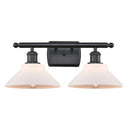 Orwell Bath Vanity Light shown in the Matte Black finish with a Matte White shade