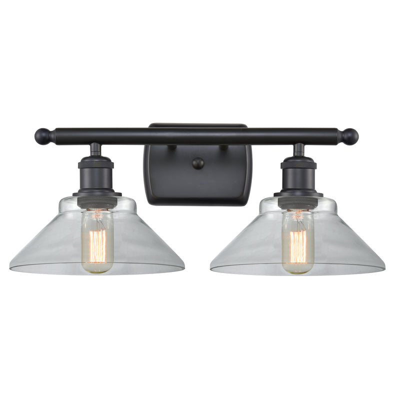 Orwell Bath Vanity Light shown in the Matte Black finish with a Clear shade