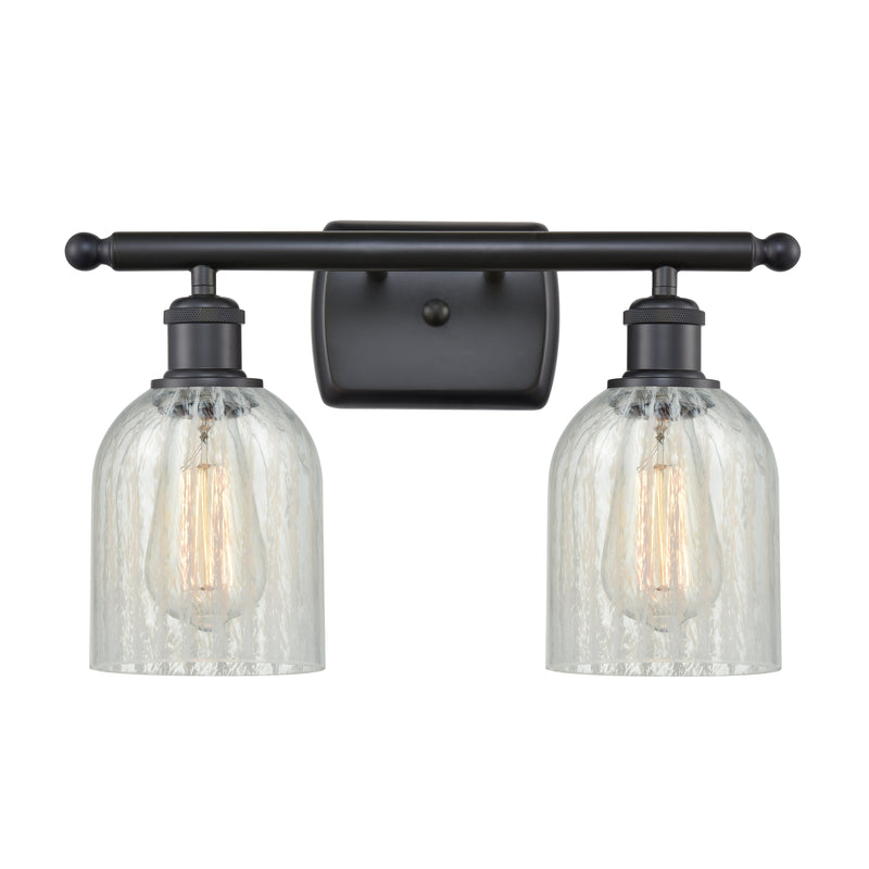 Caledonia Bath Vanity Light shown in the Matte Black finish with a Mouchette shade