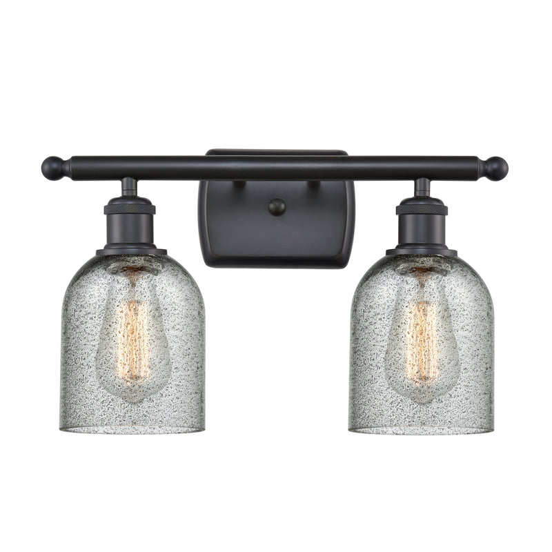 Caledonia Bath Vanity Light shown in the Matte Black finish with a Charcoal shade