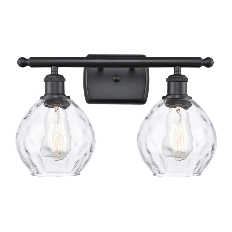 Waverly Bath Vanity Light shown in the Matte Black finish with a Clear shade