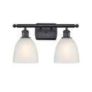 Castile Bath Vanity Light shown in the Matte Black finish with a White shade