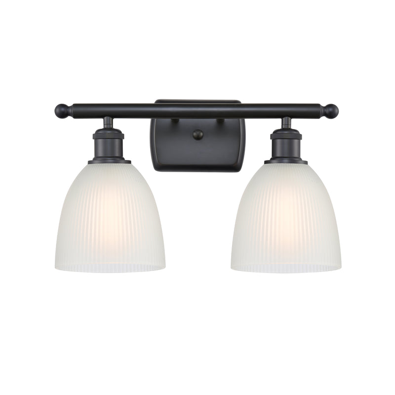 Castile Bath Vanity Light shown in the Matte Black finish with a White shade