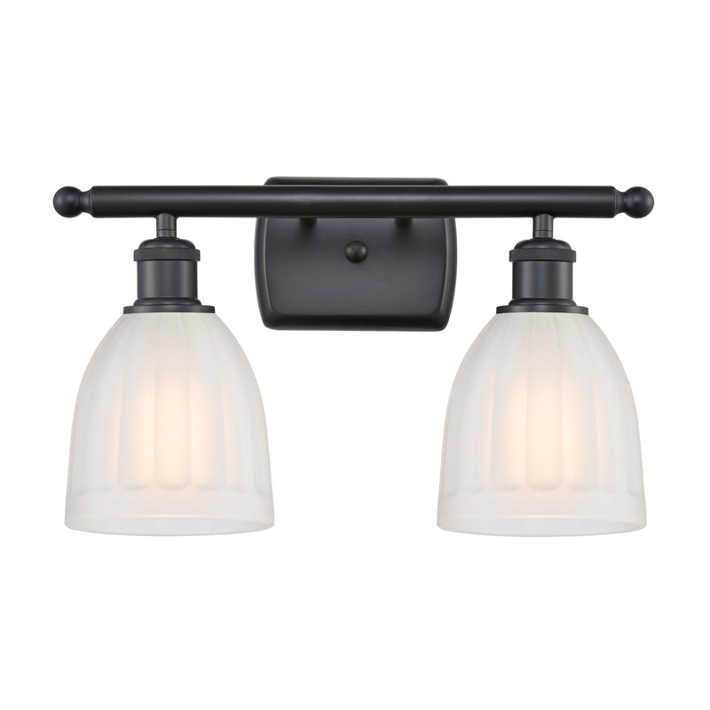 Brookfield Bath Vanity Light shown in the Matte Black finish with a White shade