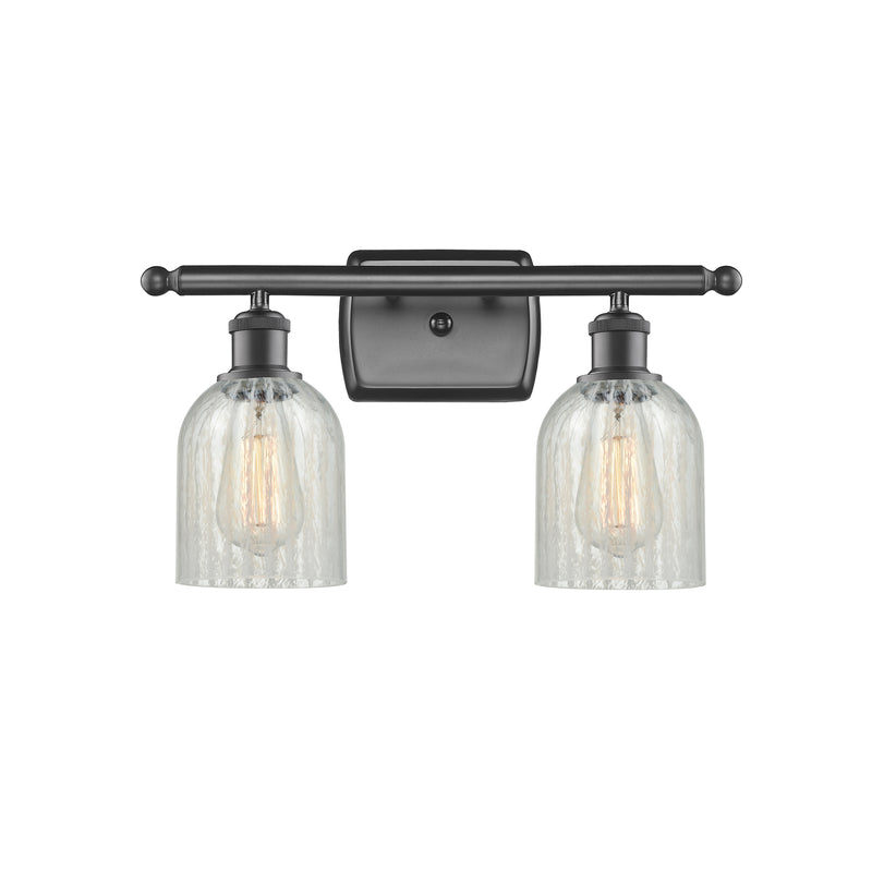 Caledonia Bath Vanity Light shown in the Oil Rubbed Bronze finish with a Mouchette shade