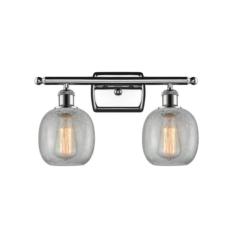 Belfast Bath Vanity Light shown in the Polished Chrome finish with a Clear Crackle shade